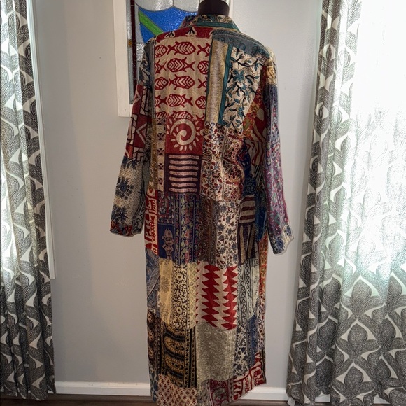 Sacred Threads Patchwork Kantha Long 100% Cotton Duster S/M - Picture 7 of 11